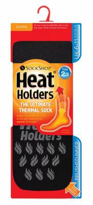 Heat Holders Mens socks anti slip 6-11 black/grey