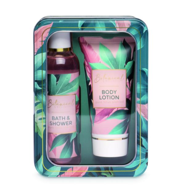 botanical badgeschenkset in bedrukt blik