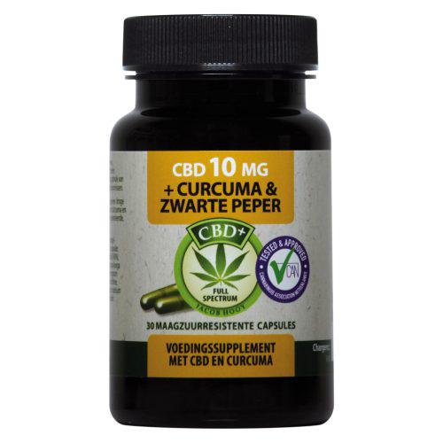 CBD capsules 10mg curcuma+zwarte peper 30st