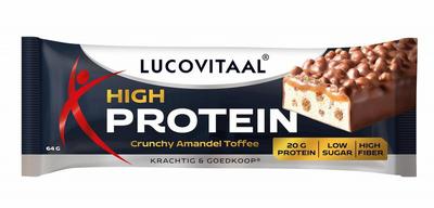Lucovitaal Protein high reep crunchy amandel toffee Lucovitaal Protein high reep crunchy amandel toffee