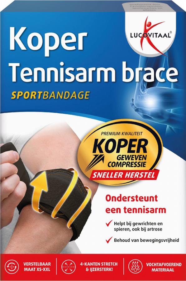 Brace tennisarm koper