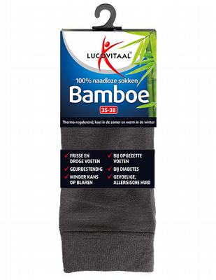 Lucovitaal Bamboe sok lang antraciet maat 47-50 Lucovitaal Bamboe sok lang antraciet maat 47-50