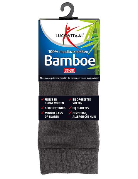 Bamboe sok lang antraciet maat 47-50