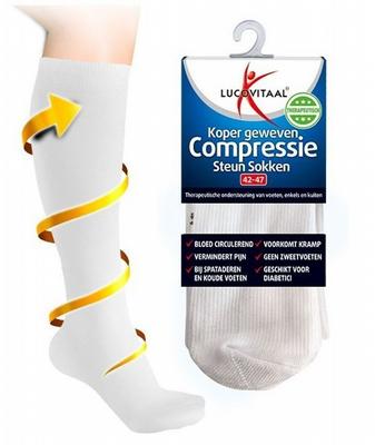 Lucovitaal Koper compressie steunsok maat 42-47 wit