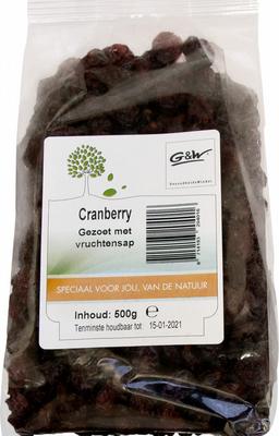 G&W Cranberry gezoet vruchtsap 500 gram