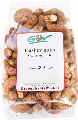 G&W Gezouten cashew in vlies 200gr