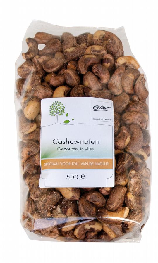 Gezouten cashew in vlies 500gr