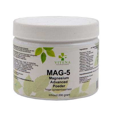 VITENA magnesiumpoeder mix van 5 soorten magnesium blend VITENA magnesiumpoeder mix van 5 soorten magnesium blend