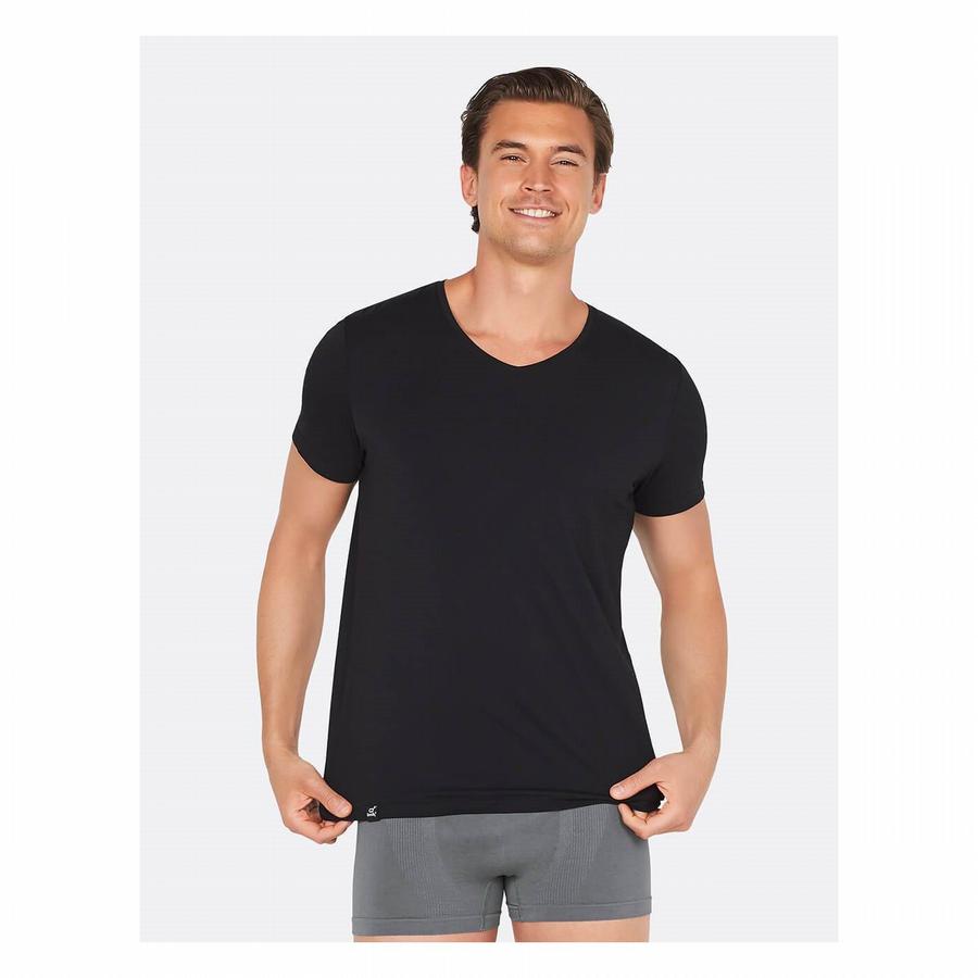 men's v - neck t shirt black / l 1st l