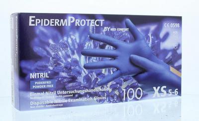 Epidermprotect Nitriel onderzoekhandschoen poedervrij XS blauw