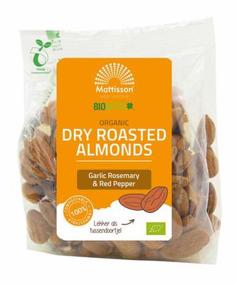 Mattisson Organic roasted almonds garlic rosem & red pep bio Mattisson Organic roasted almonds garlic rosem & red pep bio