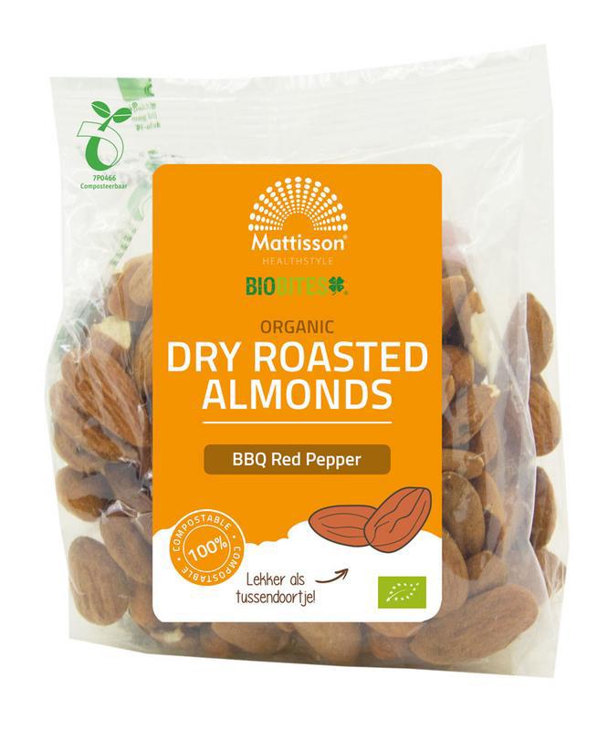 Organic roasted almonds BBQ red pepper bio