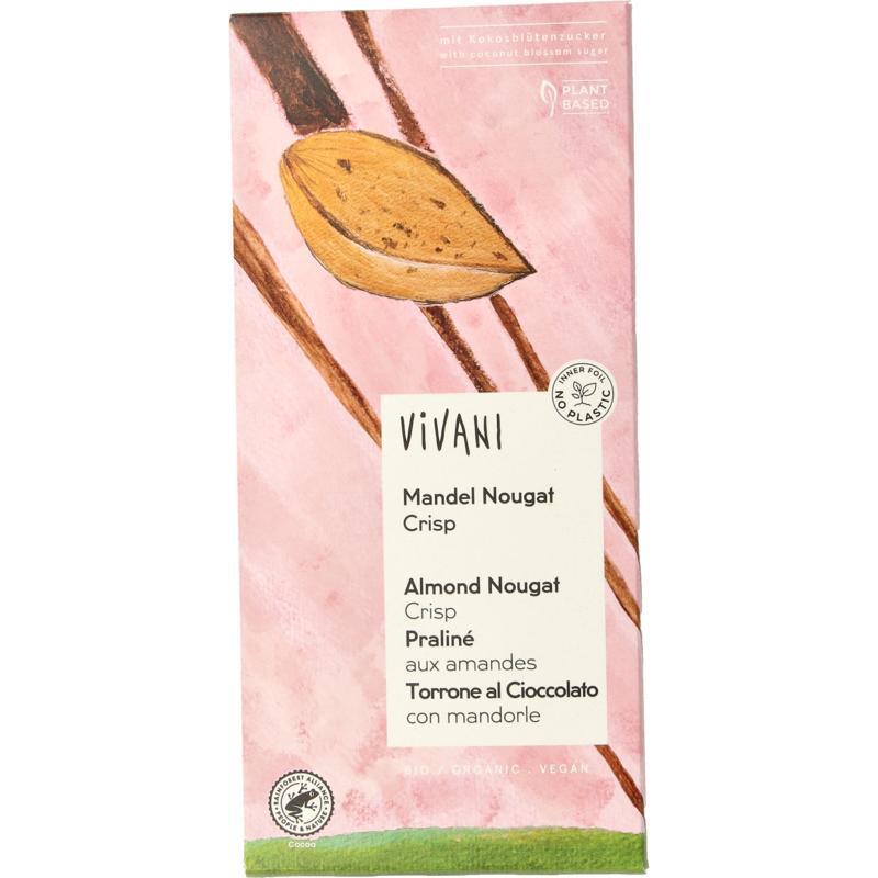 Chocolade vegan amandel nougat crisp bio Chocolade vegan amandel nougat crisp bio