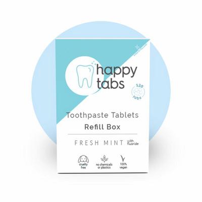 HAPPY TABS Tandpasta tabletten fresh mint met fluoride navul