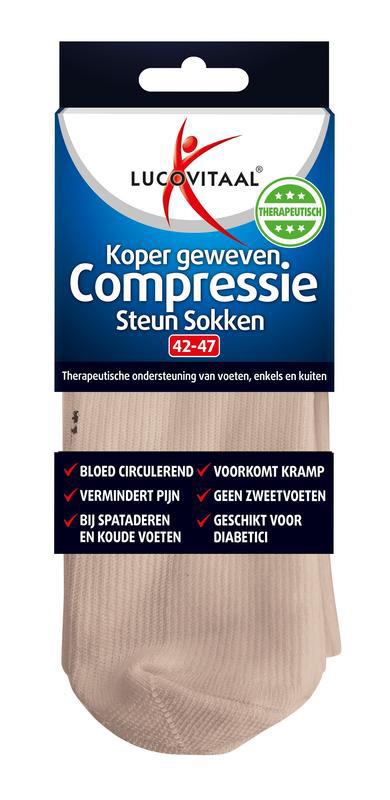 Koper compressie sok maat 42-47 huidskleur