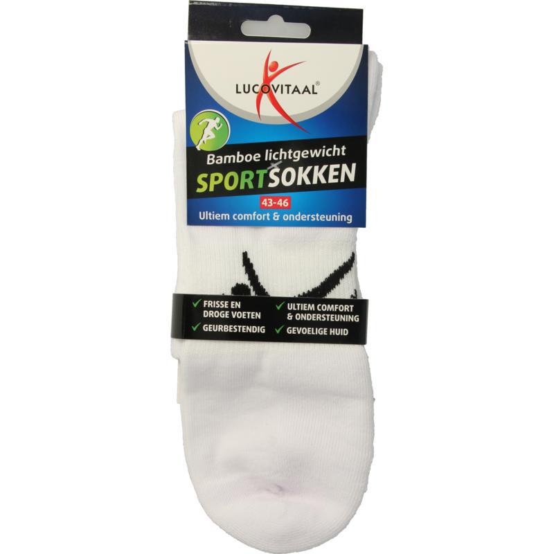 Sportsok bamboe wit 43-46