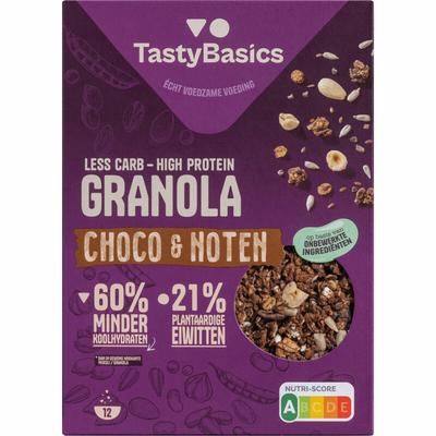 Tastybasics Less carb-high protein granola choco en noten