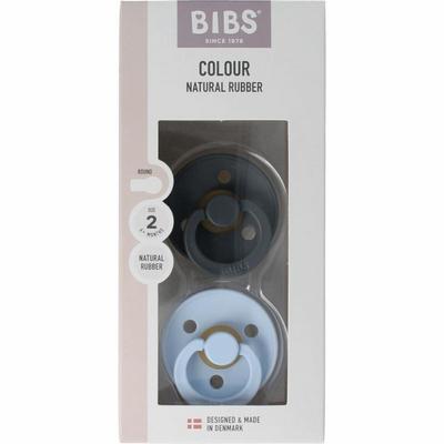 Bibs Fopspeen maat 2 iron / baby blue natural rubber