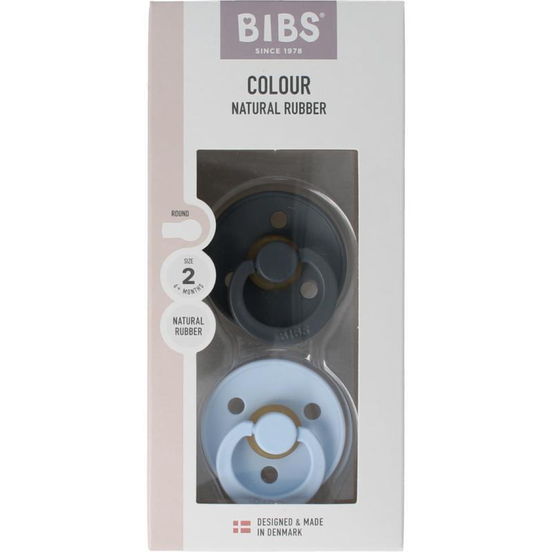 Fopspeen maat 2 iron / baby blue natural rubber