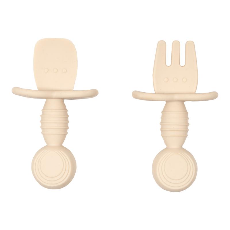 baby bestek siliconen beige 1set