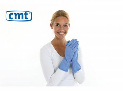 CMT Huishoudhandschoen rubber blauw maat S