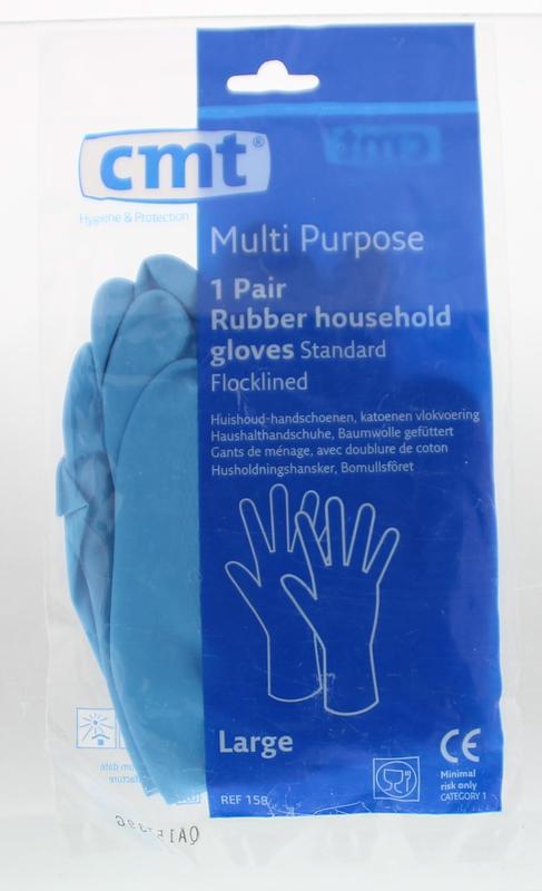 Huishoudhandschoen rubber blauw maat L