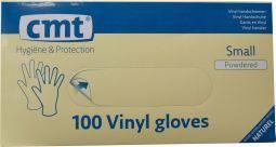 CMT Onderzoekshandschoen vinyl wit gepoederd S