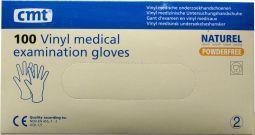 CMT Onderzoekshandschoen vinyl wit poedervrij L