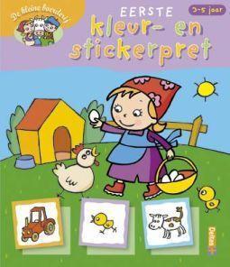 1e kleur- en stickerpret 3-5 j boek