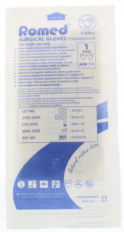 Operatiehandschoen steriel gepoederd 7.5