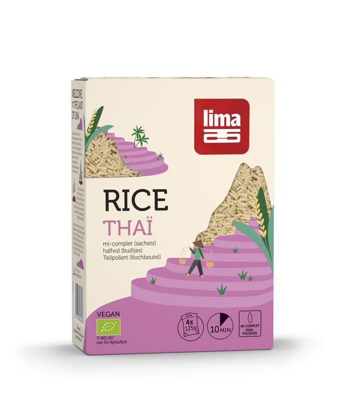 Rijst thai halfvol builtjes 4 x 125 gram bio