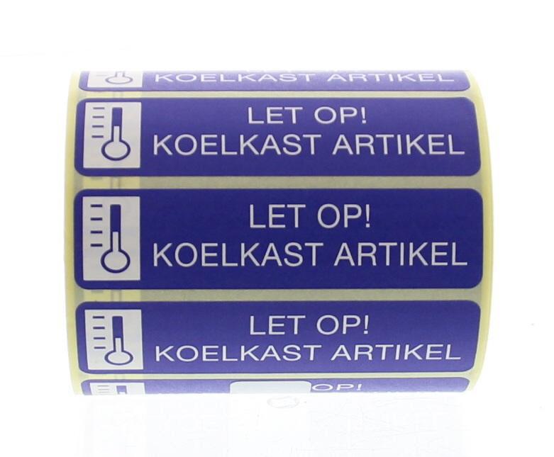Sticker let op koelkast artikel