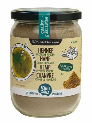 Terrasana Raw hennep protein poeder in glas bio
