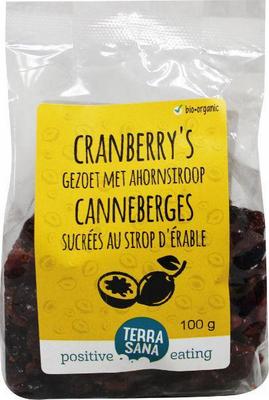 Terrasana cranberries gedroogd, gezoet met riet & ahorn 100