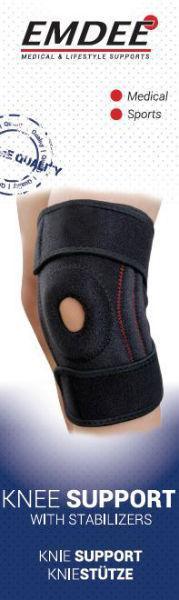 Knieband met stabilisatoren zwart MD2255