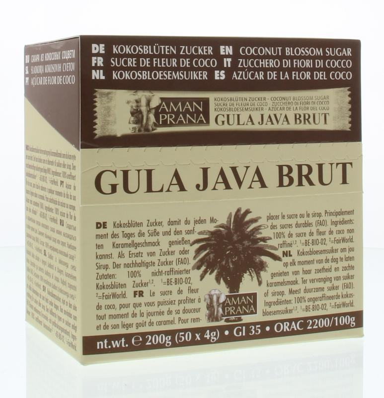 Gula java brut stick 50 x 4 gram bio | Broeders Gezondheidswinkel