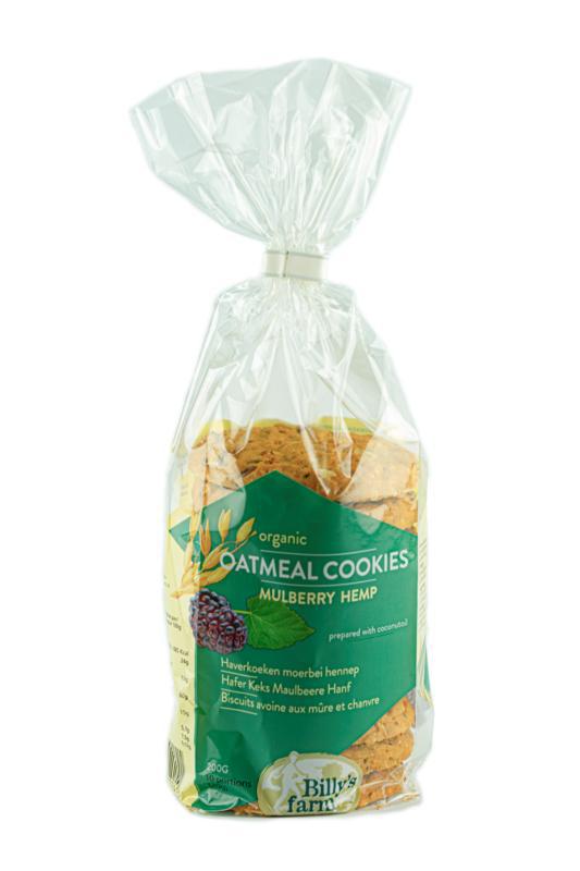 Haverkoekjes met moerbei en hennep bio