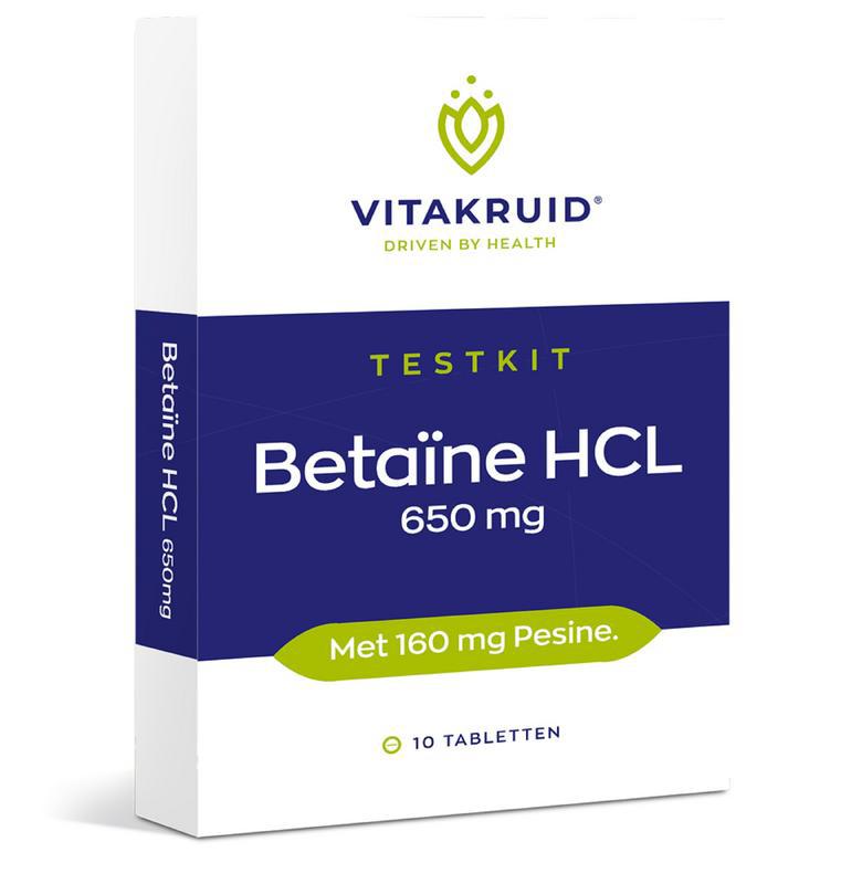 Vitakruid Betaine HCL 650 mg & pepsine 160 mg testkit