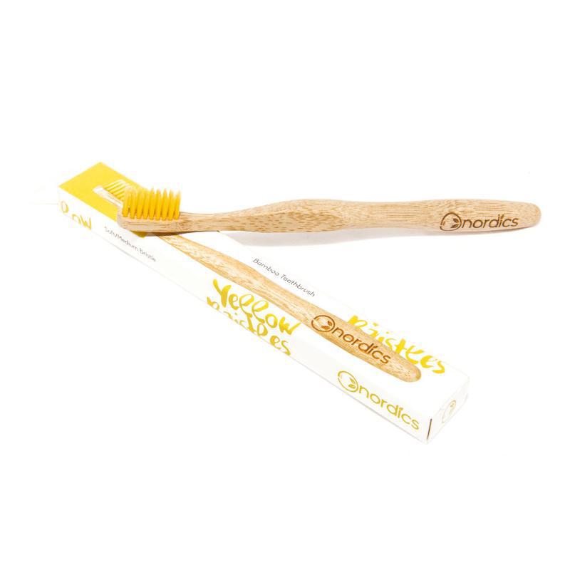 Tandenborstel bamboe geel