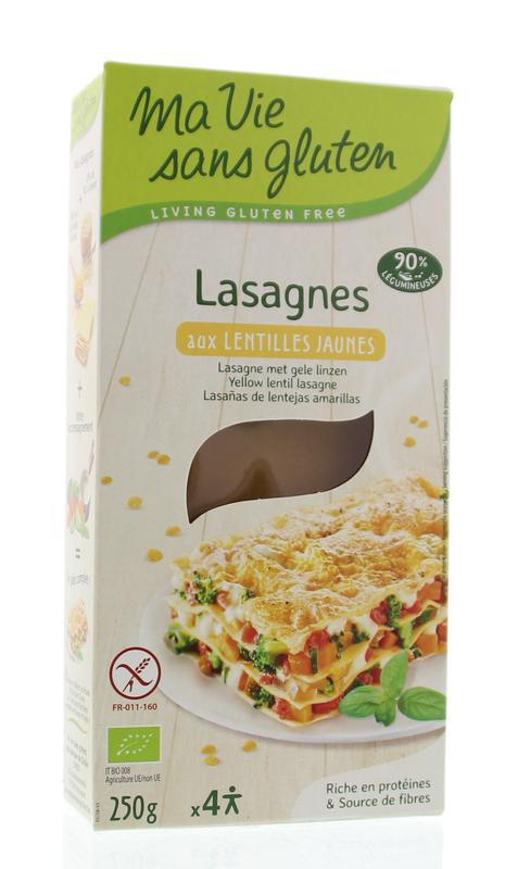 Lasagnebladen van gele linzen glutenvrij bio