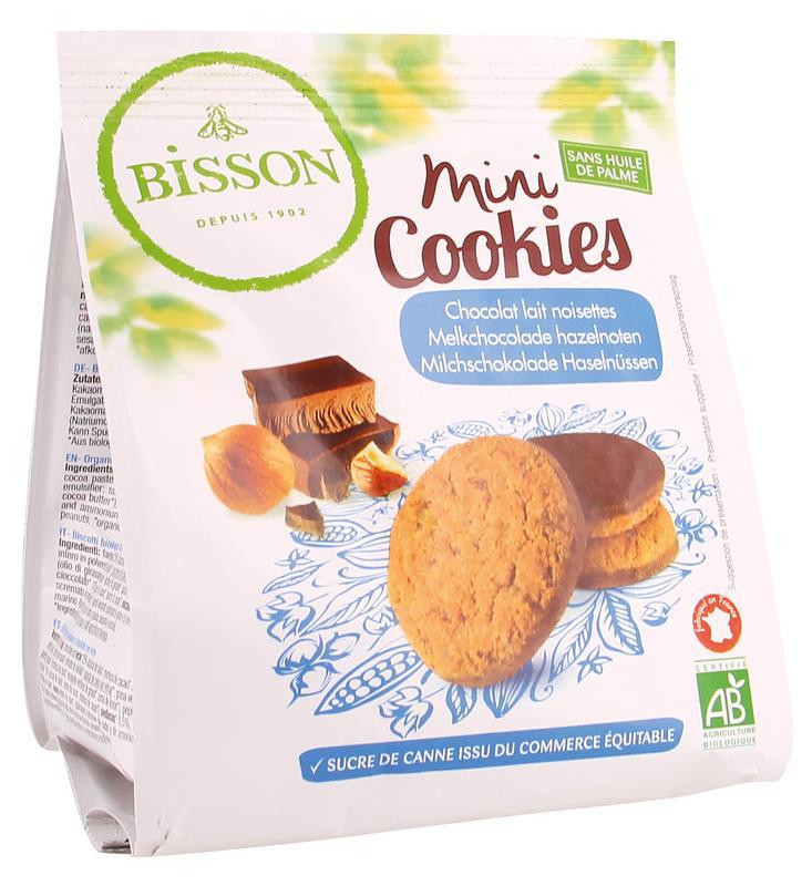Mini cookies melkchocolade hazelnoot bio