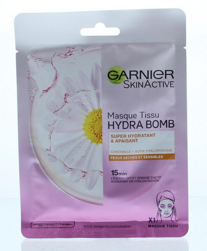 SkinActive tissue mask kamille hydra bomb