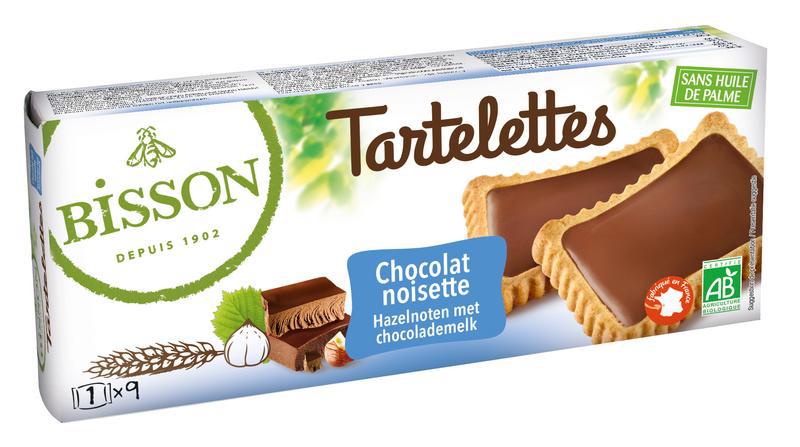 Gevulde hazelnoot chocolade tartelettes bio