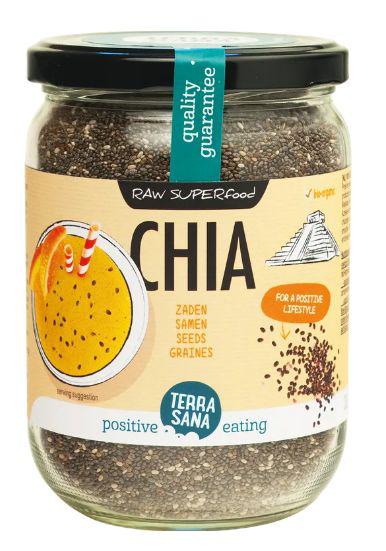 Raw chia zaad in glas bio