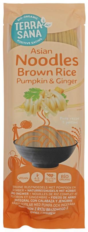 Bruine rijstnoedels pompoen en gember bio