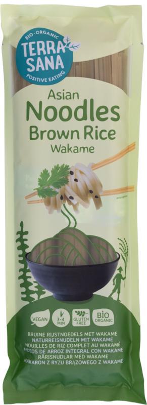 Bruine rijstnoedels met wakame bio