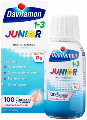 Davitamon Junior 1+ vloeibare vitamines framboos