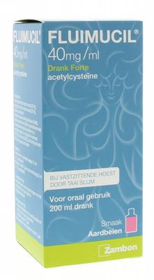 Fluimucil Drank 40mg/ml forte aardbei