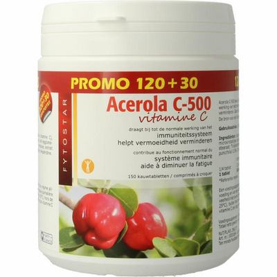 Fytostar Acerola vitamine C 500 kauwtablet Fytostar Acerola vitamine C 500 kauwtablet
