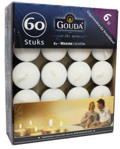 gouda waxinelicht wit 6 uur - 60st